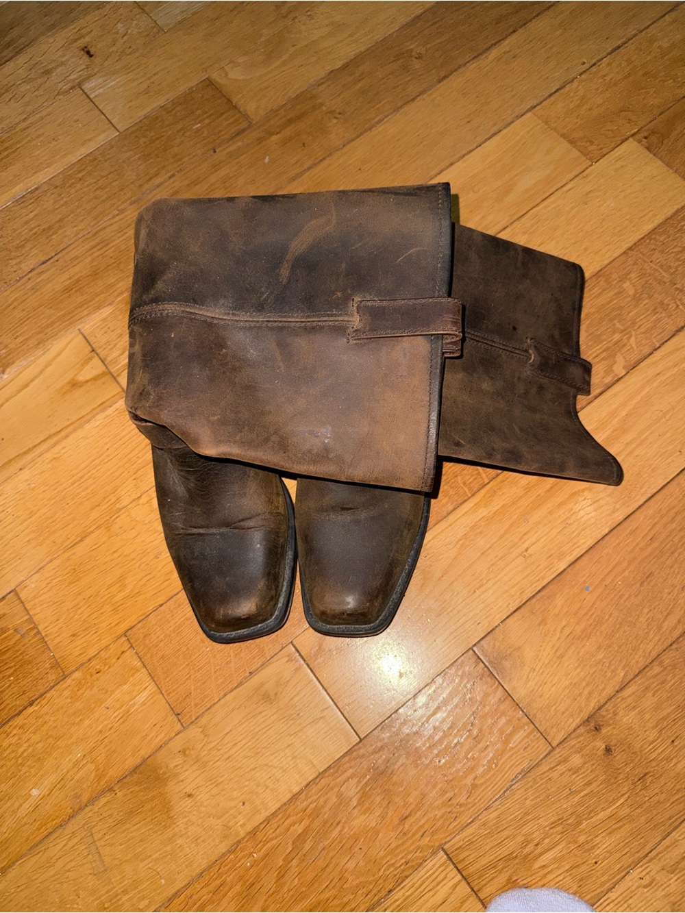 Women's Brown Leather Harness Heeled Boots - Picture 3 of 12
